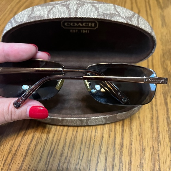 Coach Black and tortoise Aviator Sunglasses with Metal Frame Taylor - with case. - Picture 2 of 6